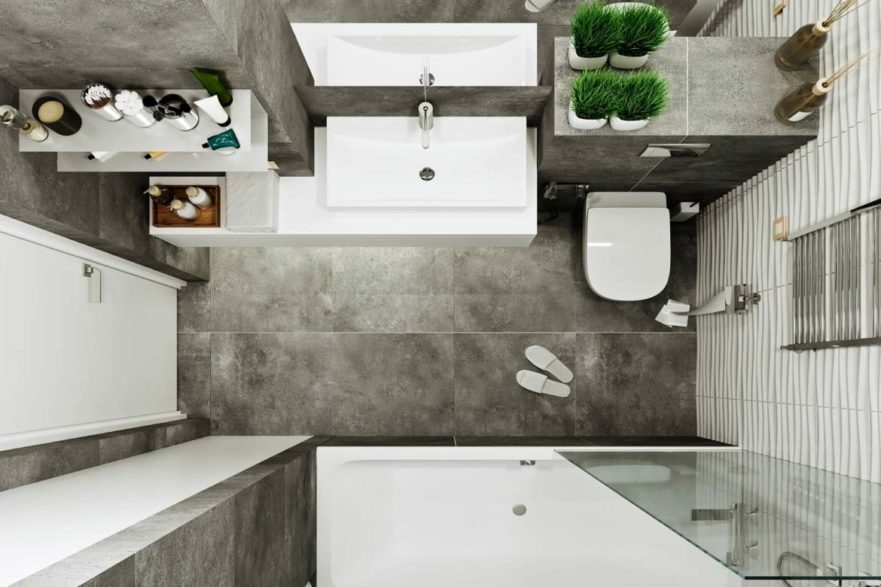 small bathroom view from above 3D floor plan