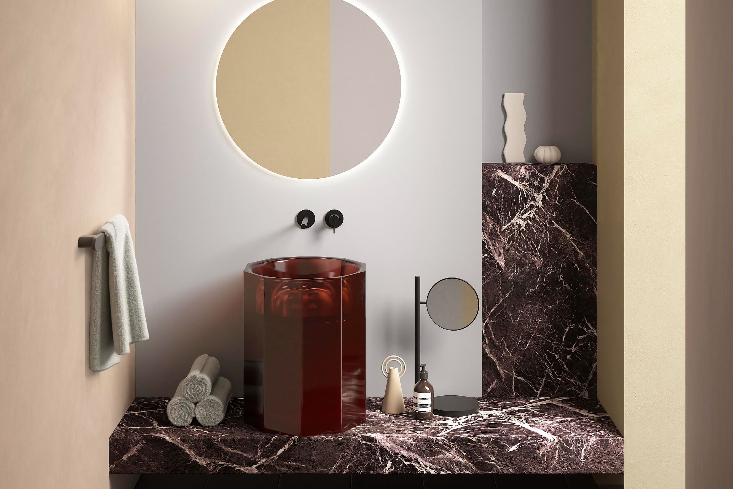 This monolithic modular system brings classic Italian architecture to bathroom design