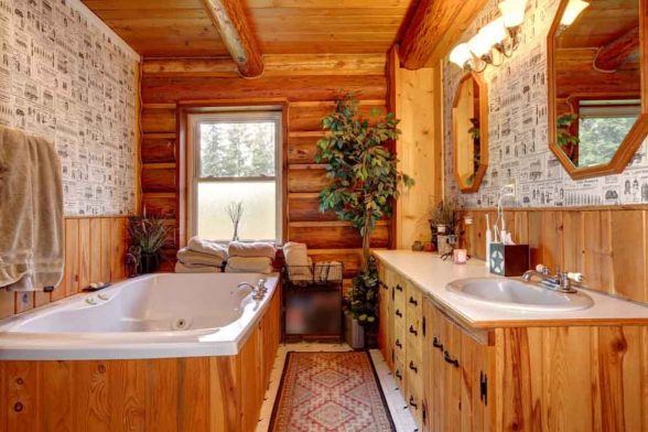 typical cabin bathroom traditional cabin style bathroom orange wood bright wood
