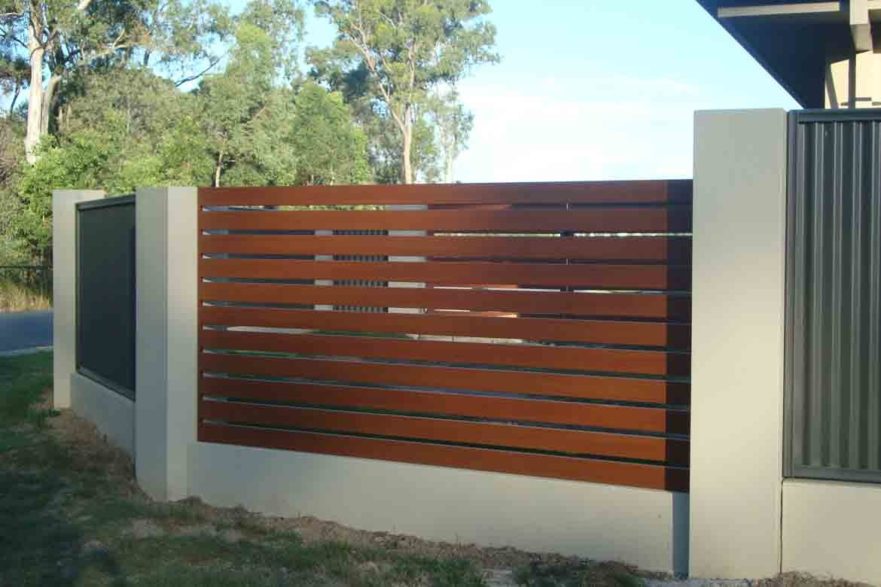 rendered timber and concrete fence pillar design multitexture