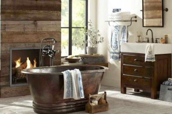 metalic bath iron cabin bathroom rustic steampunk