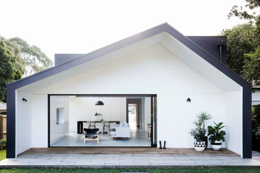 modern design house pointy roof grey and white minimalism small