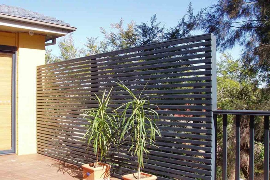 grey timber privacy screen to block view batten