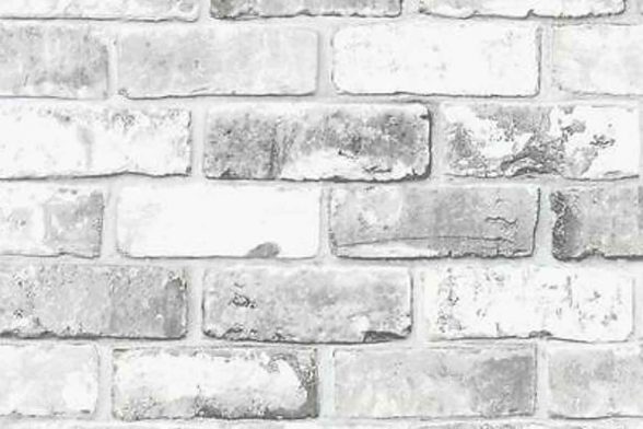 white and grey brick wall feature wallpaper idea rustic coastal