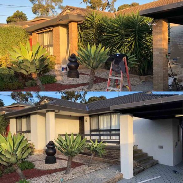 white australian suburban home traditional brick to white rendering contemporary stylish before and after