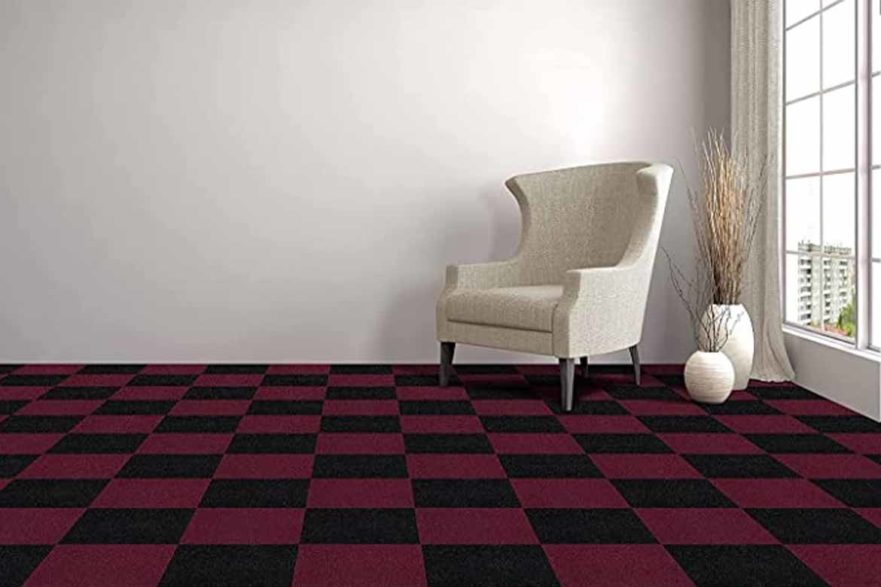 burgundy gym carpet tile rubber tile clip in adhesive