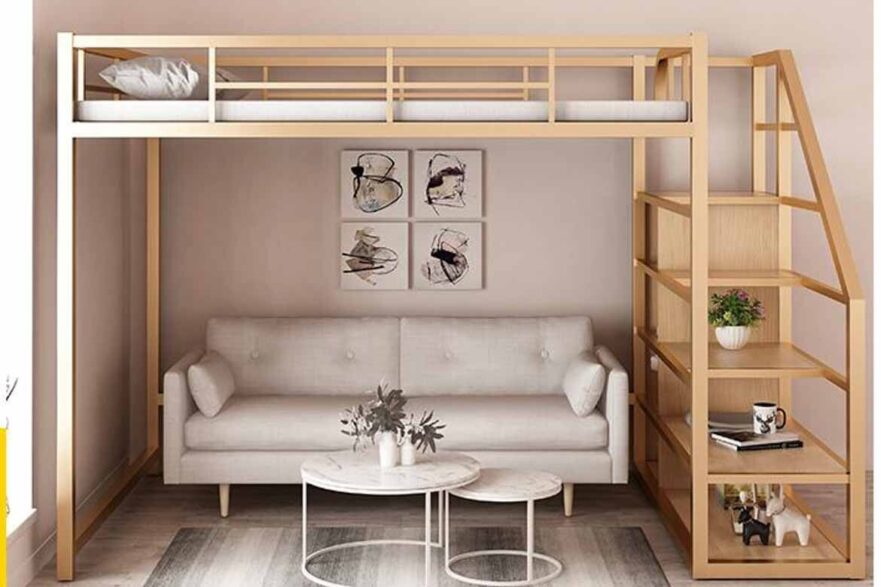 Queen bunk bed with couch deals underneath