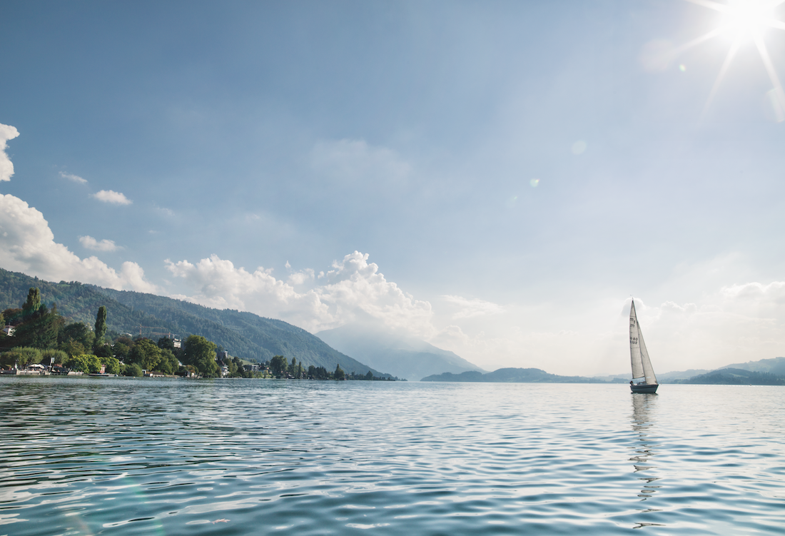 Sailing boat on a lake.