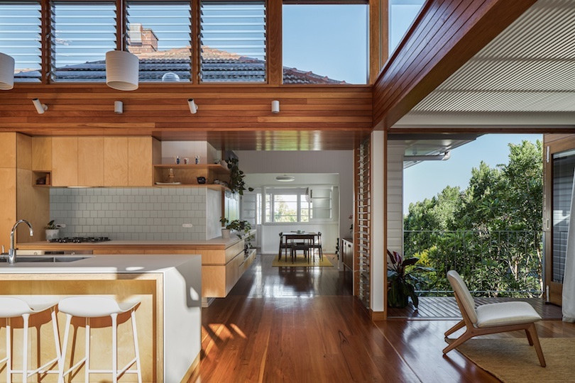 High ceilings with copious windows and timber frames and floor in Cummings House.