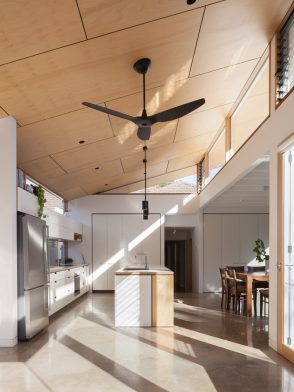 Sustainable design collaborations | Modern open-plan white kitchen design by Cantilever Interiors and Ben Callery Architects