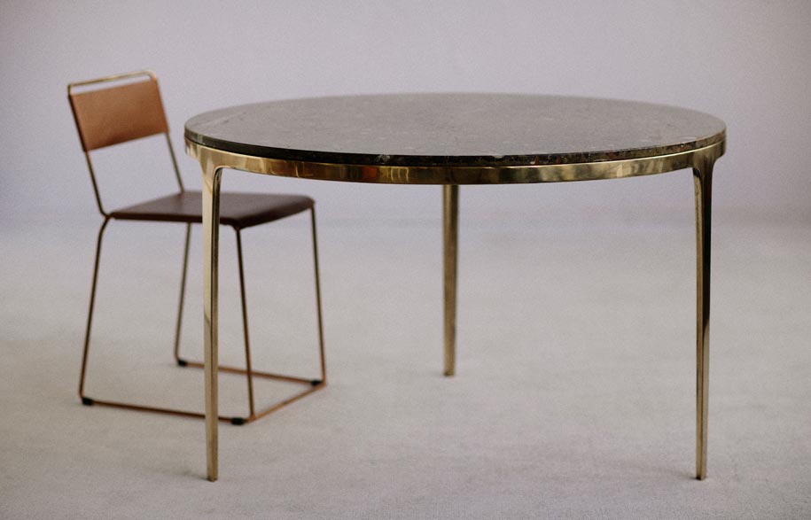 Bronze-table-and-Uccio-leather-dining-chair