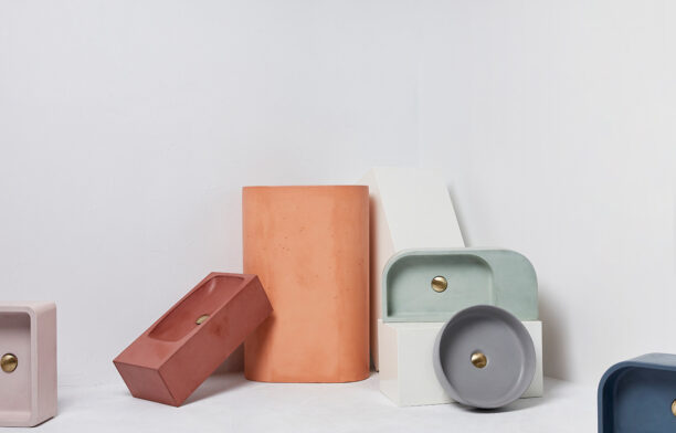 The Pod Collection of handcrafted concrete basins by Concrete Nation is available in 15 colours including including dusty pink, nude, snow white and deep ocean.