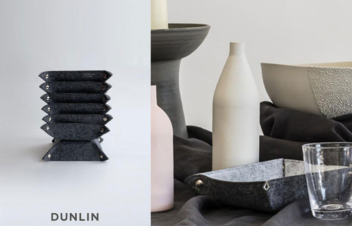 Dunlin Large Square Eco-Felt Travel Valet in Steel
