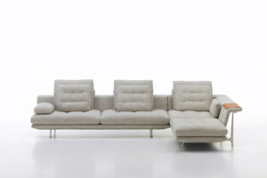 Grand Sofà Three-Seater (Open Left), Chaise Lounge Right in Stone Melange