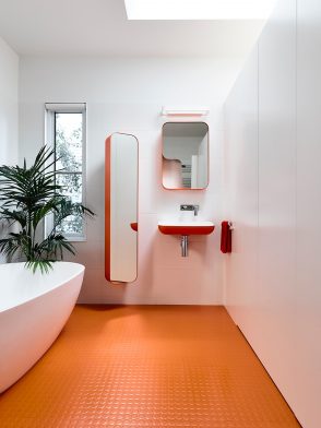 Grant House by Austin Maynard Architects | mid-century inspired interior design | modern bathroom design | bright interiors