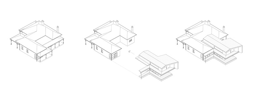 Plans and diagrams of Hunters Hill House show the new addition