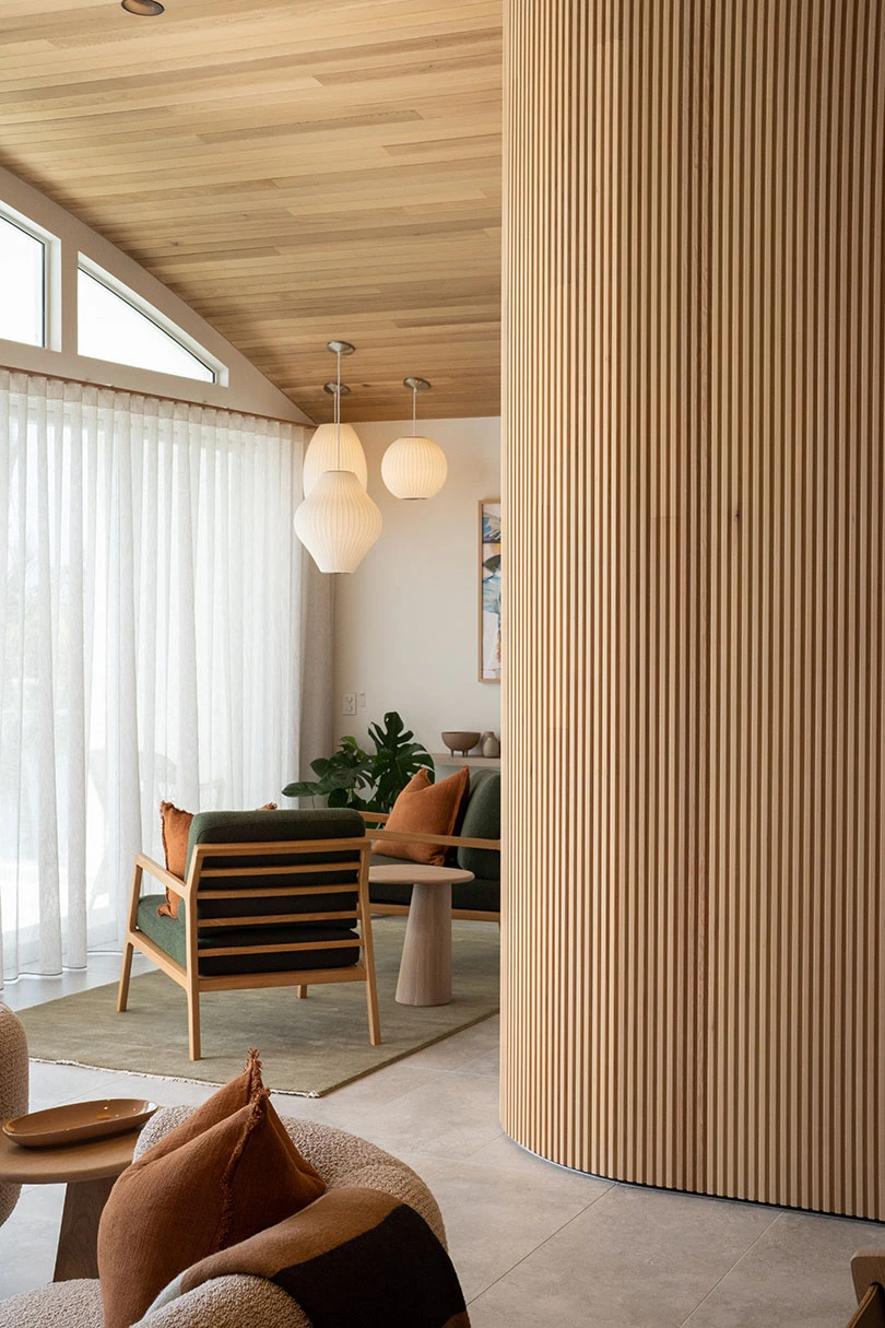 Timber battens add a luxe yet natural feel at this Noosa penthouse