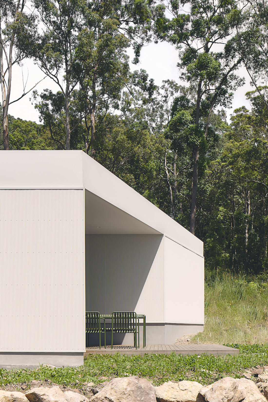 A-CH's Yandina Sunrise home has a white corrugated house exterior.