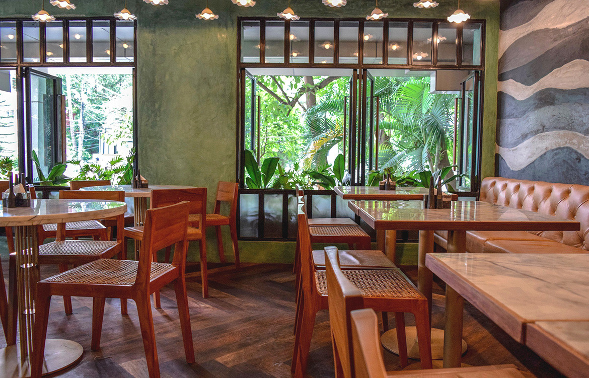 Little Green Cafe by Made in Earth Collective is a cafe in India made from rammed earth