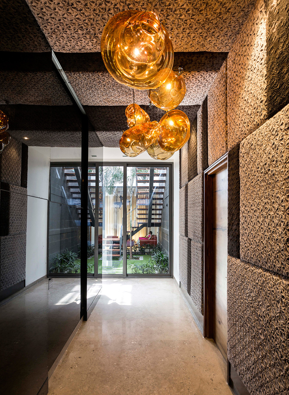 Pool Yard House Studio Ardete CC Purdesh Dev Nikhanj hallway and lighting features