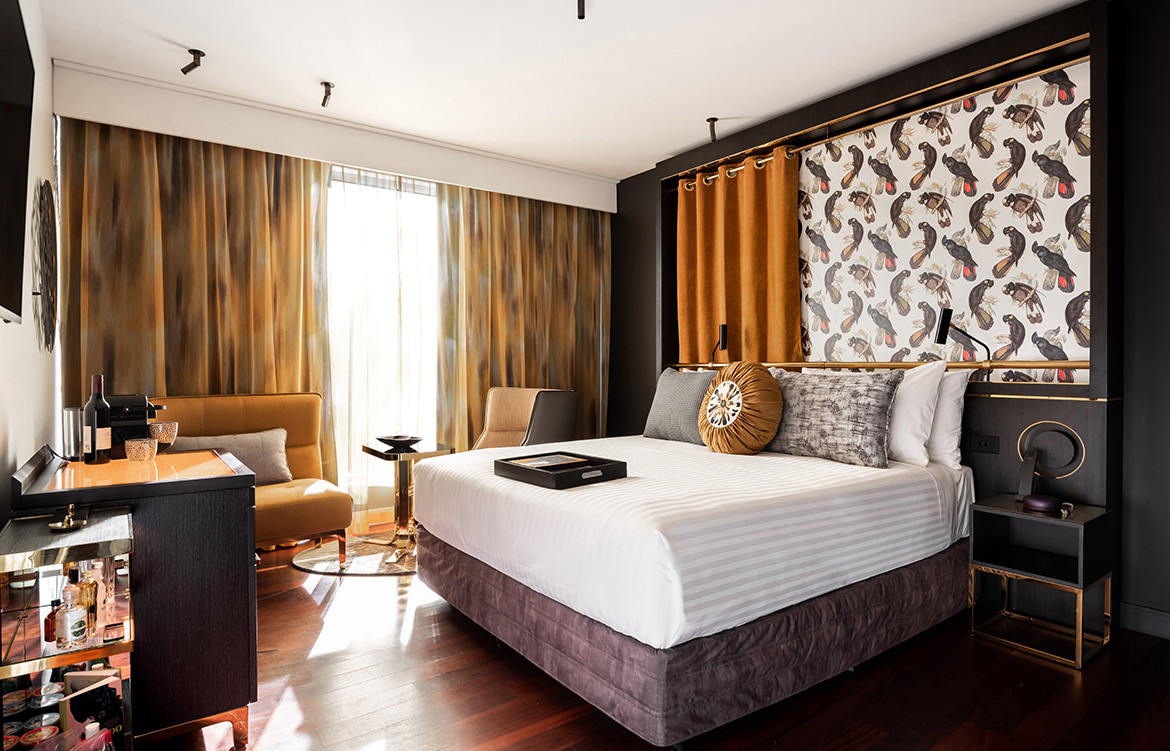 QT Hotel Perth Indyk Architecture bedroom colour accents