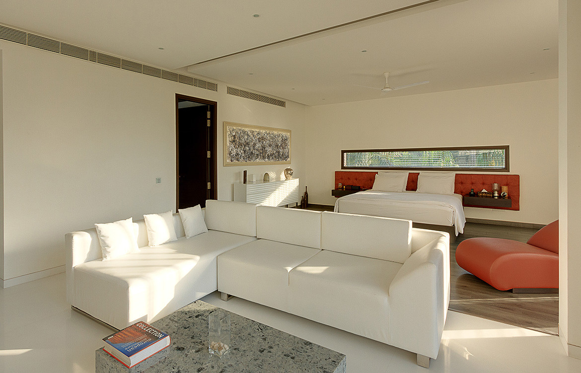 The Centre Court Villa Pomegranate Design bedroom lounge crimson sofa